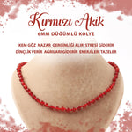 SERTİFİKALI Kırmızı Akik 6 mm Düğümlü Doğal Taş Kolye