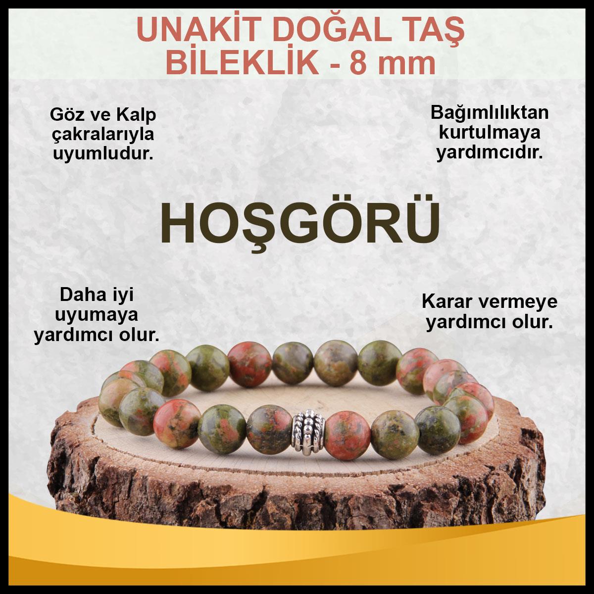 SERTİFİKALI Unakit  Orjinal ( Taşlar) Doğaltaş Bileklik 8 mm - B513