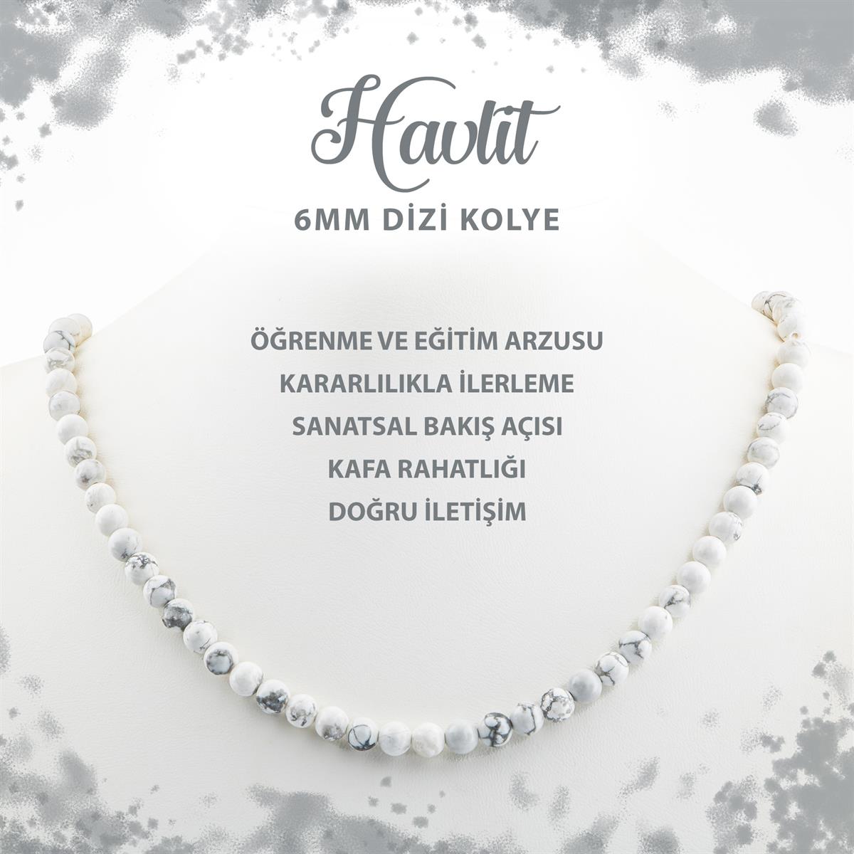 SERTİFİKALI Havlit 6 mm Dizi Doğal Taş Kolye