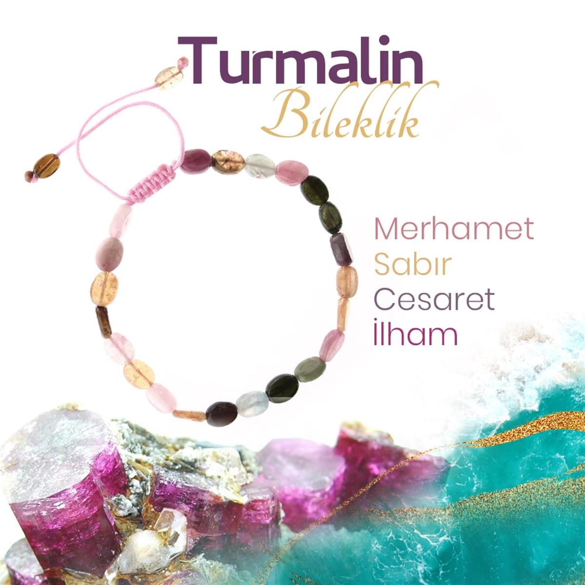 SERTİFİKALI Turmalin  Orjinal ( Taşlar) Doğaltaş Bileklik 6 mm, B1013