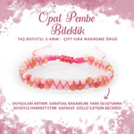 SERTİFİKALI Opal Pembe 3-4mm Çift Sıra Doğal Taş Bileklik