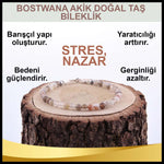 SERTİFİKALI Bostwana Akik  Orjinal ( Taşlar) Doğaltaş Bileklik 3 mm - B807