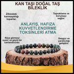 SERTİFİKALI Kan Taşı  Orjinal ( Taşlar) Doğaltaş Bileklik 6 mm - B828