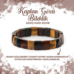 SERTİFİKALI Kaplan Gözü Doğal Taş Kare Kesim Geniş Kesim Bileklik