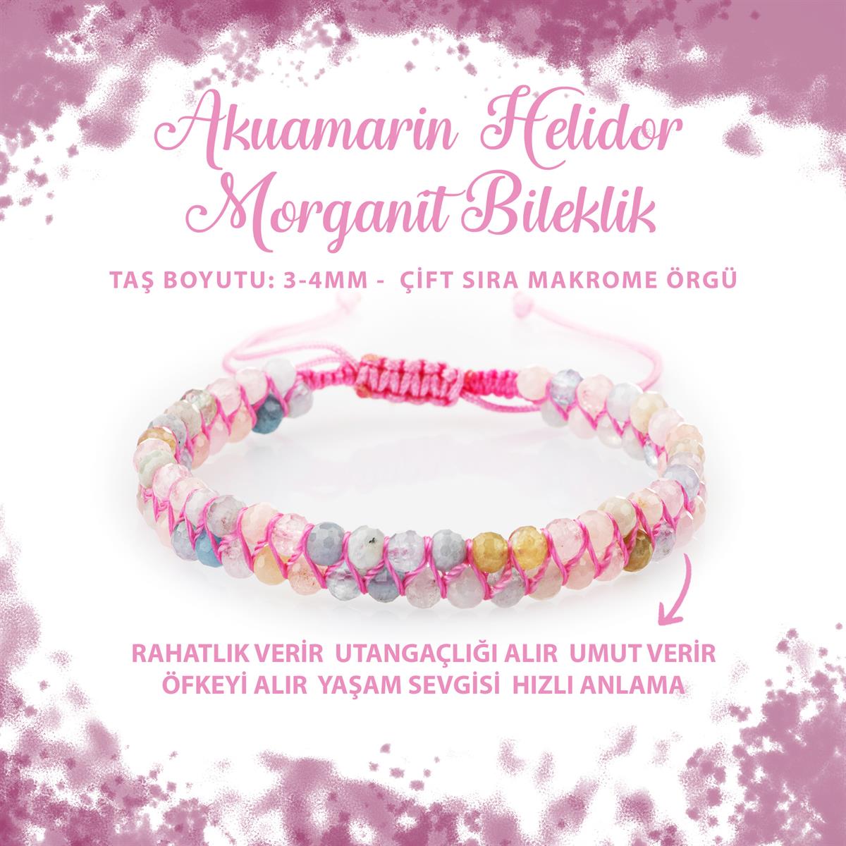 SERTİFİKALI Helidor 3-4mm Çift Sıra Doğal Taş Bileklik