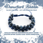 SERTİFİKALI Dumortierit 8mm Çift Sıra Makrome Doğal Taş Bileklik