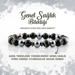 SERTİFİKALI Genel Sağlık Doğal Taş Bileklik Trehartz Göz Akik Hematit 8mm B0011
