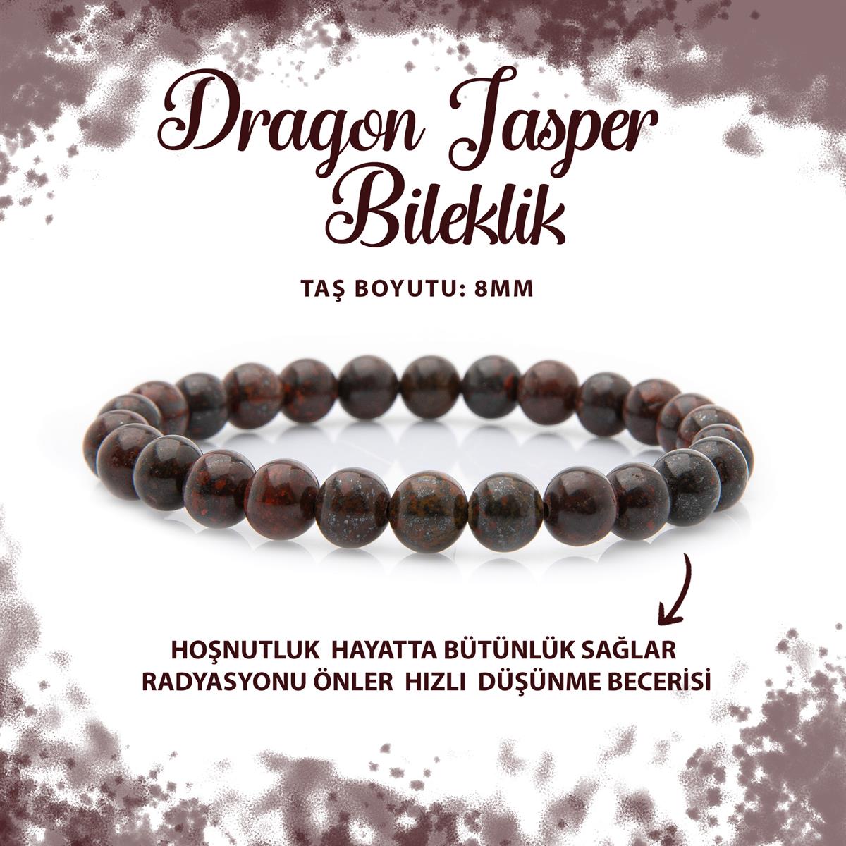 SERTİFİKALI Dragon Jasper 8mm Doğal Taş Bileklik
