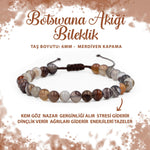 SERTİFİKALI Botswana Akiği 6mm Merdiven Kapama Doğal Taş Bileklik