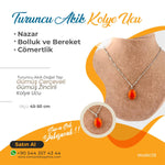 SERTİFİKALI Turuncu Akik  Orjinal ( Taşlar) Doğaltaş Kolye Ucu, Gümüş zincirle birlikte KU035