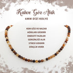 SERTİFİKALI Kahve Göz Akik 6 mm Dizi Doğal Taş Kolye