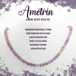 SERTİFİKALI Ametrin 6 mm Dizi Doğal Taş Kolye