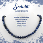 SERTİFİKALI Sodalit 8 mm Dizi Doğal Taş Kolye