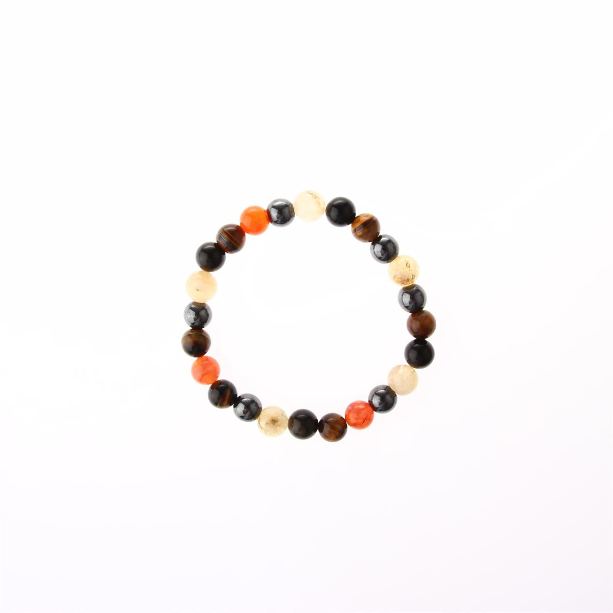 Karnelyan Turuncu Akik, Sitrin, Kaplan Gözü, Obsidyen, Hematit Doğaltaş Bileklik 8 mm, B924