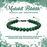 SERTİFİKALI Malakit 6mm Merdiven Kapama Doğal Taş Bileklik