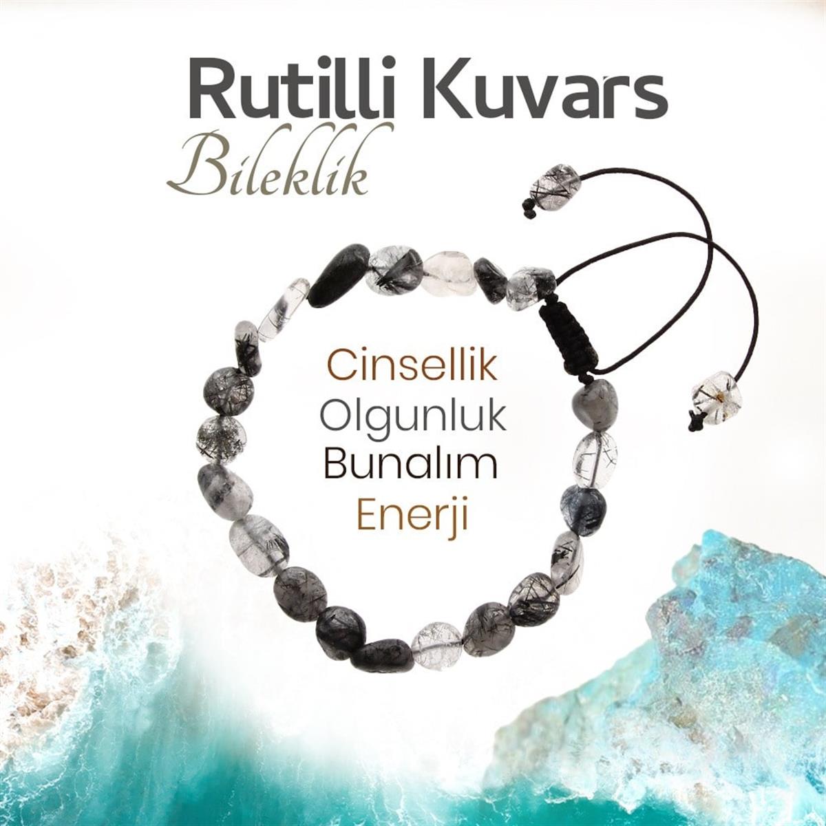 SERTİFİKALI Rutilli Kuvars  Orjinal ( Taşlar) Doğaltaş Bileklik 6 mm, B1018