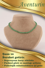 SERTİFİKALI Aventurin  Orjinal ( Taşlar) Doğaltaş Kolye 4 mm - M417