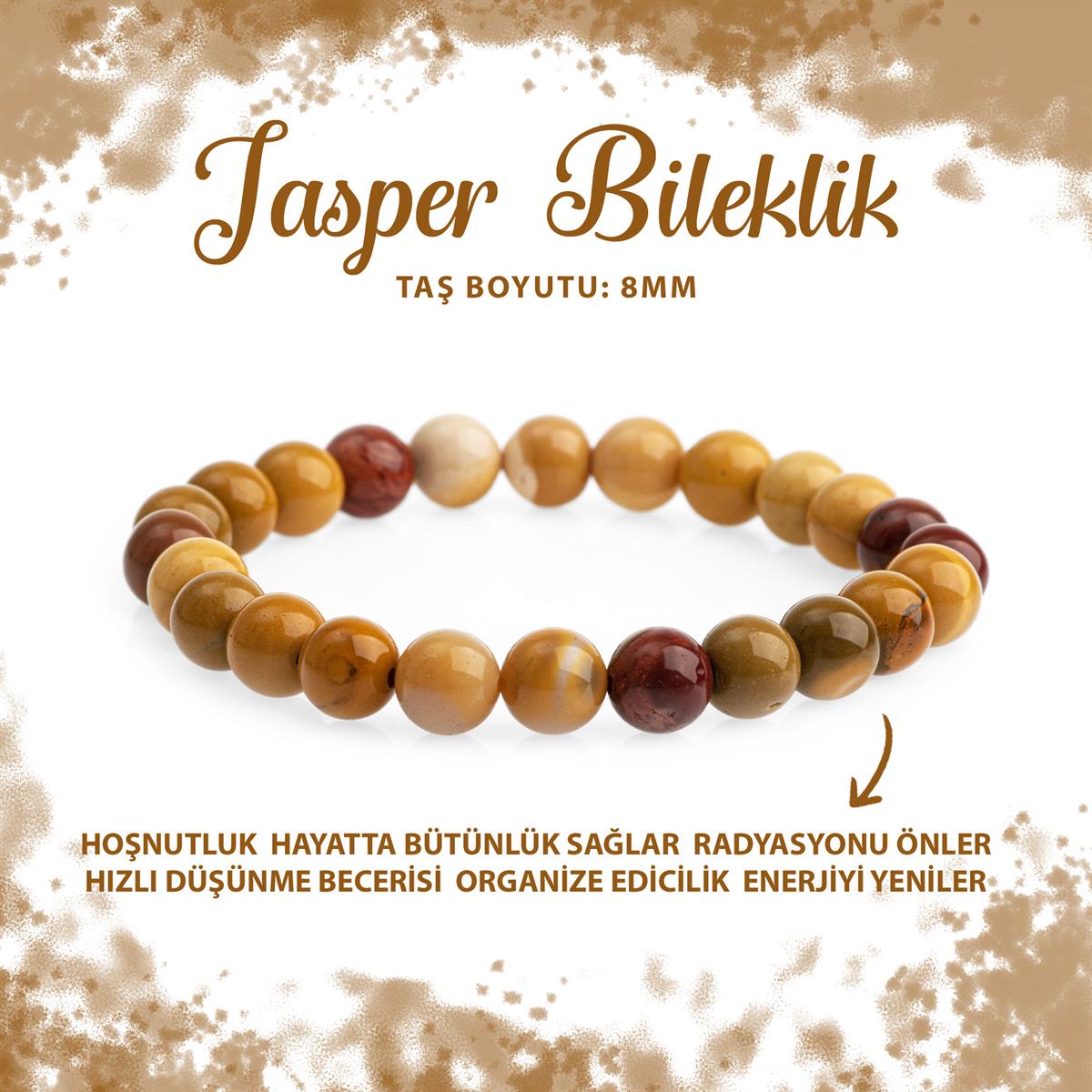 SERTİFİKALI Jasper 8mm Doğal Taş Bileklik