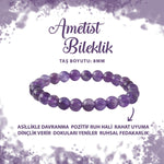 SERTİFİKALI Ametist 8mm Doğal Taş Bileklik
