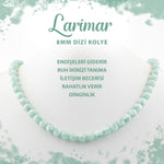 SERTİFİKALI Yeşil Larimar 8 mm Dizi Doğal Taş Kolye