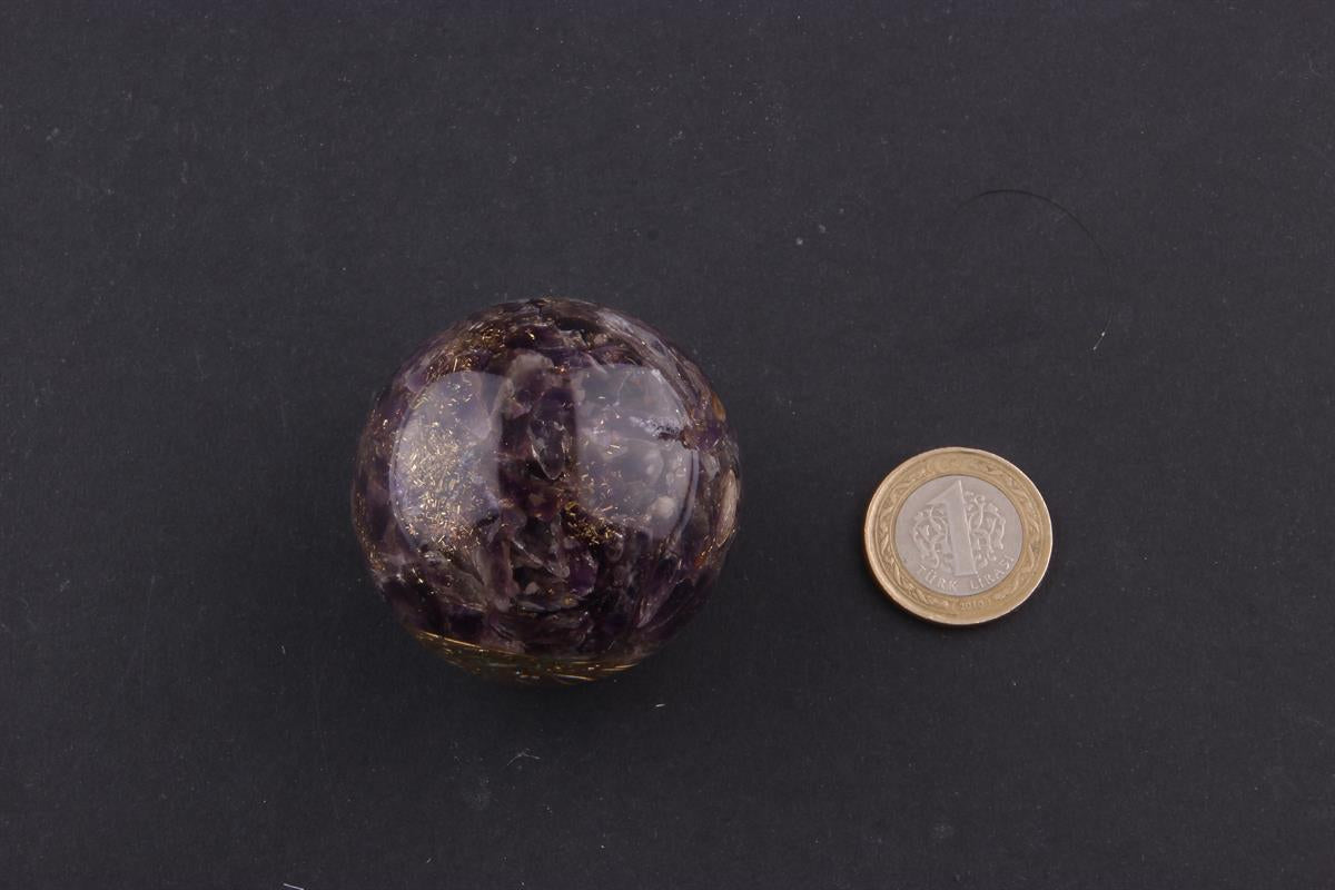 SERTİFİKALI Ametist  Orjinal ( Taşlar) Doğaltaş Küre 5 cm, D007