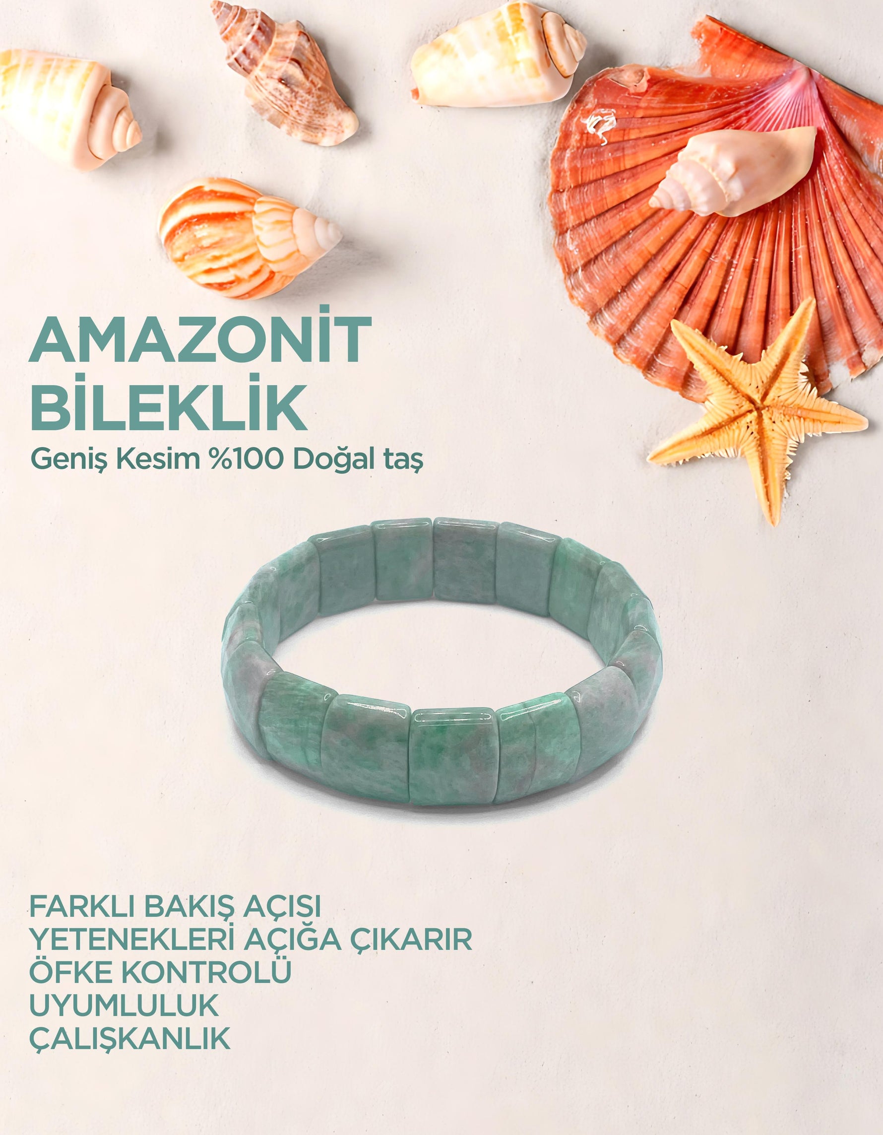 Sertifikalı Amazonit Geniş Kesim Bileklik