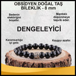 SERTİFİKALI Obsidyen  Orjinal ( Taşlar) Doğaltaş Bileklik 8 mm - B872