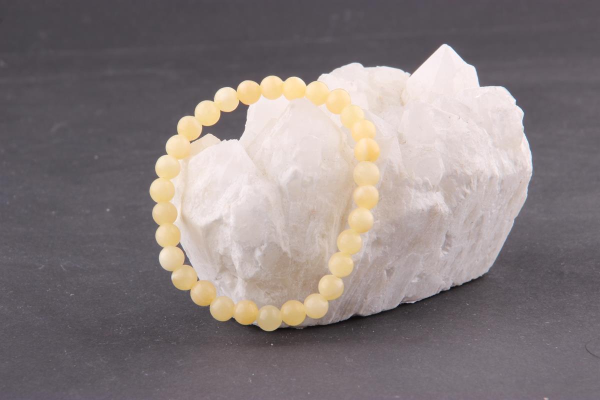 SERTİFİKALI Kalsit  Orjinal ( Taşlar) Doğaltaş Bileklik 6 mm - B827