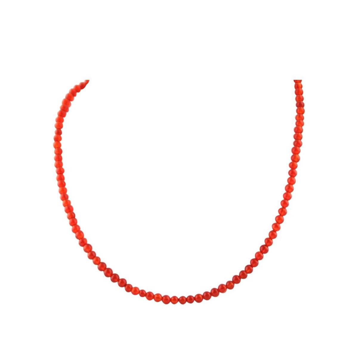 SERTİFİKALI Kırmızı Akik  Orjinal ( Taşlar) Doğaltaş Kolye 40cm - 4mm