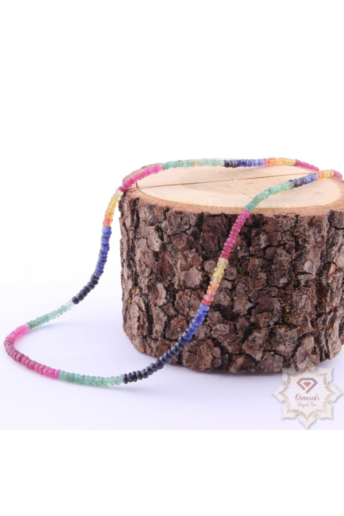 SERTİFİKALI  Orjinal ( Taşlar) Doğaltaş Kolye- Yakut, Safir, Zümrüt