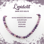 SERTİFİKALI Lepidolit 8 mm Dizi Doğal Taş Kolye