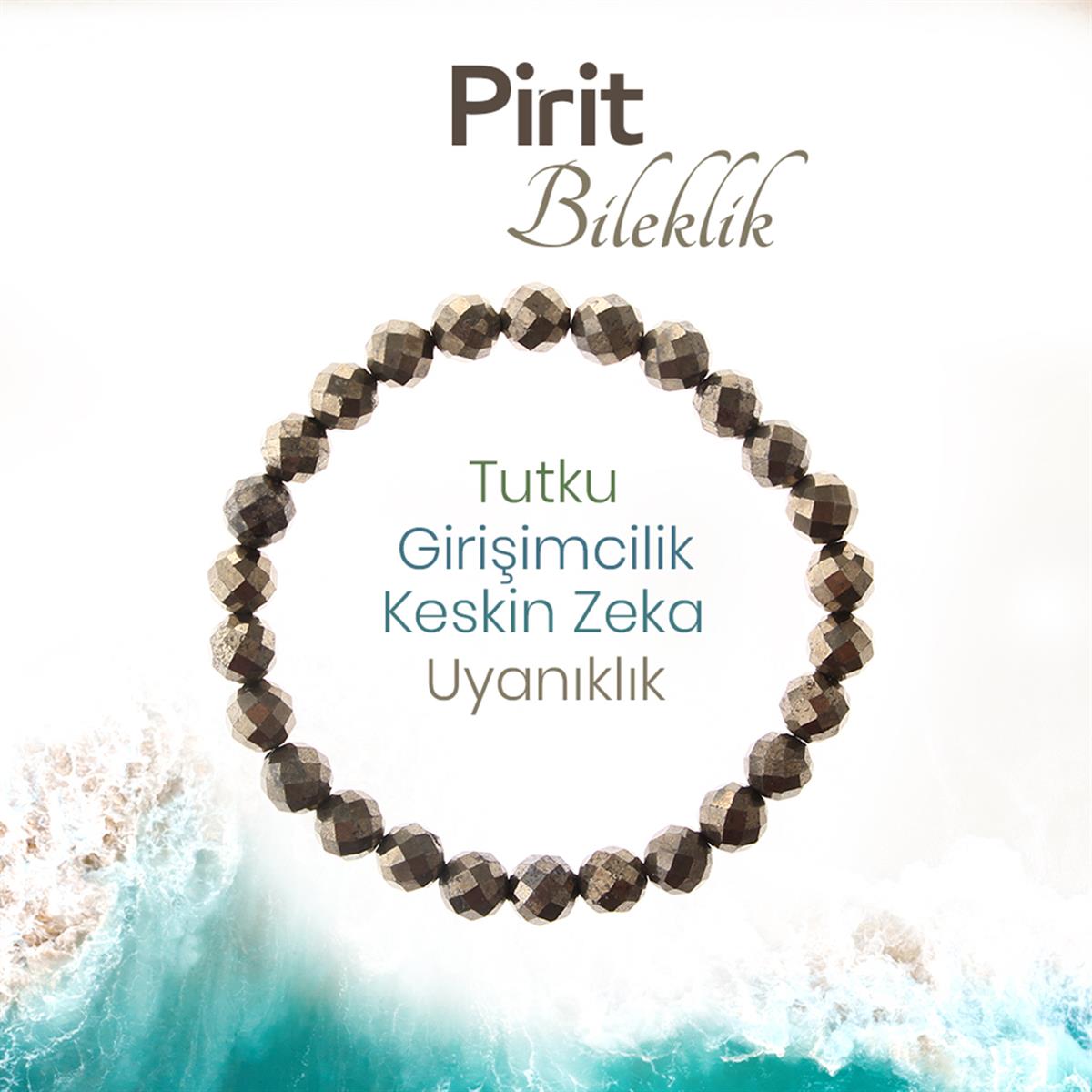 SERTİFİKALI Fasetli Prit  Orjinal ( Taşlar) Doğaltaş Bileklik 8 mm, B998