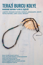 Sertifikalı Terazi Burcu Doğal Taş Kolye (Ametist-Kuvars-Sodalit-Akuamarin-Apatit-Rutilli Kuvars)