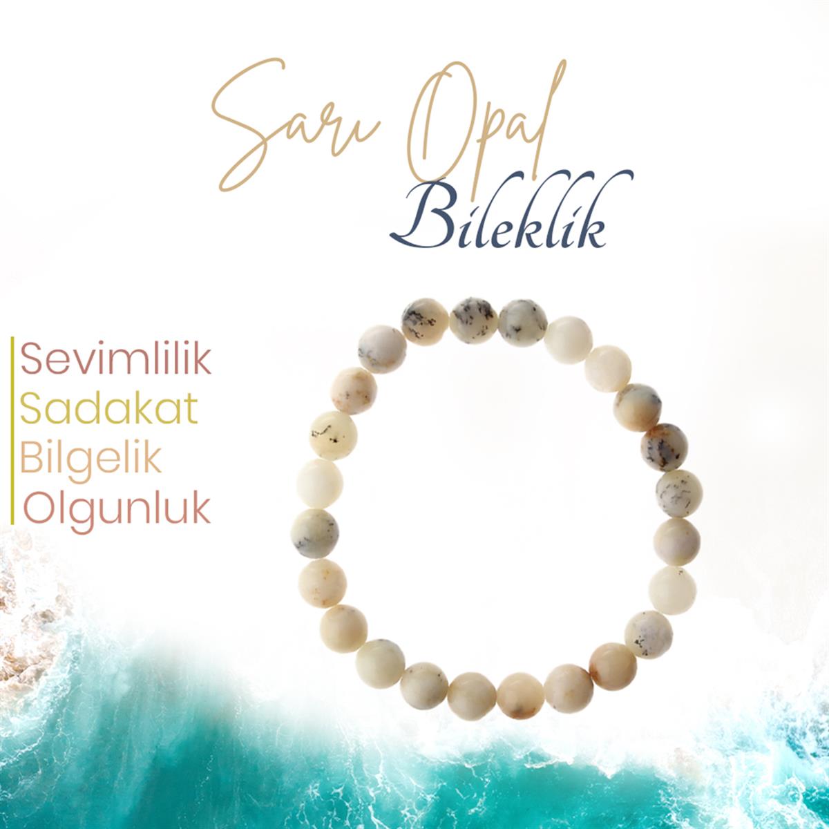 SERTİFİKALI Sarı Opal  Orjinal ( Taşlar) Doğaltaş Bileklik 8 mm, B1002