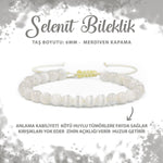 SERTİFİKALI Selenit 6mm Merdiven Kapama Doğal Taş Bileklik