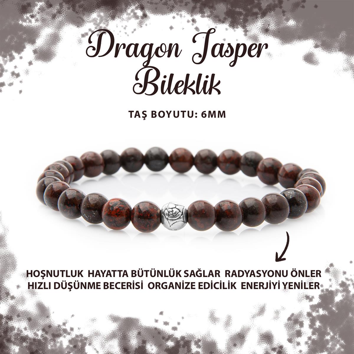 SERTİFİKALI Dragon Jasper 6mm Doğal Taş Bileklik
