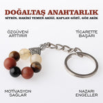 SERTİFİKALI Sitrin, Hakiki Yemen Akiği, Kaplan Gözü, Göz Akik Doğaltaş Anahtarlık DO19