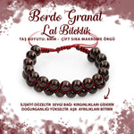 SERTİFİKALI Bordo Granat Lal 8mm Çift Sıra Makrome Doğal Taş Bileklik