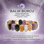 SERTİFİKALI Balık Burcu Doğal Taş Geniş Kesim Kadın Bileklik