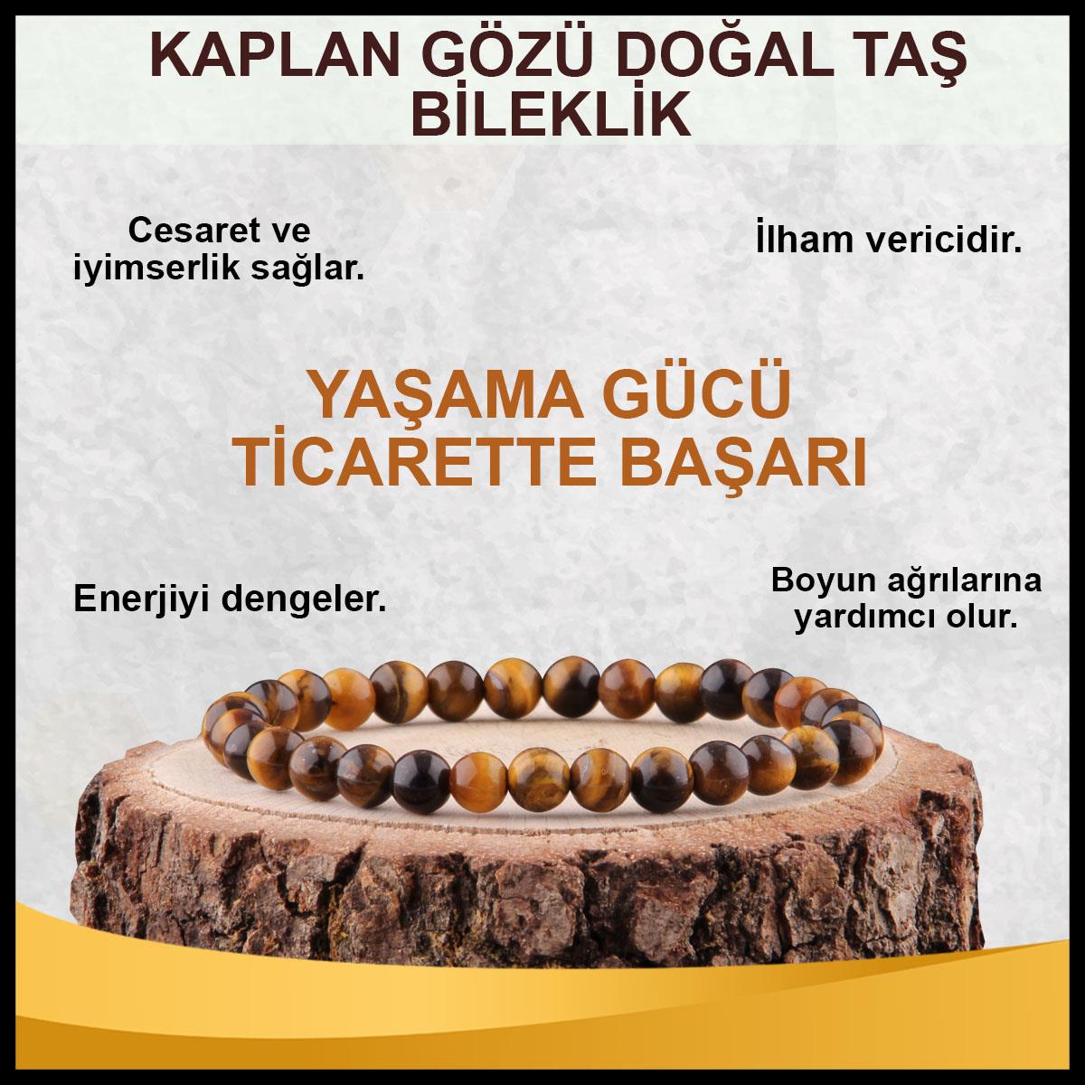 SERTİFİKALI Kaplan Gözü  Orjinal ( Taşlar) Doğaltaş Bileklik 6 mm - B829