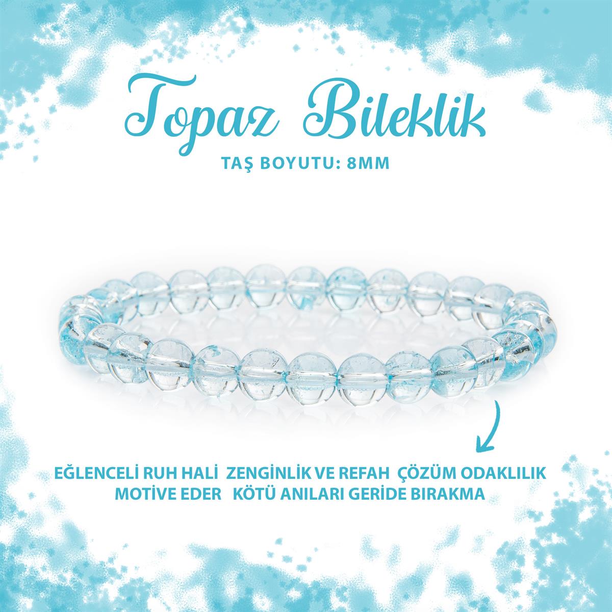 SERTİFİKALI Topaz 8mm Doğal Taş Bileklik