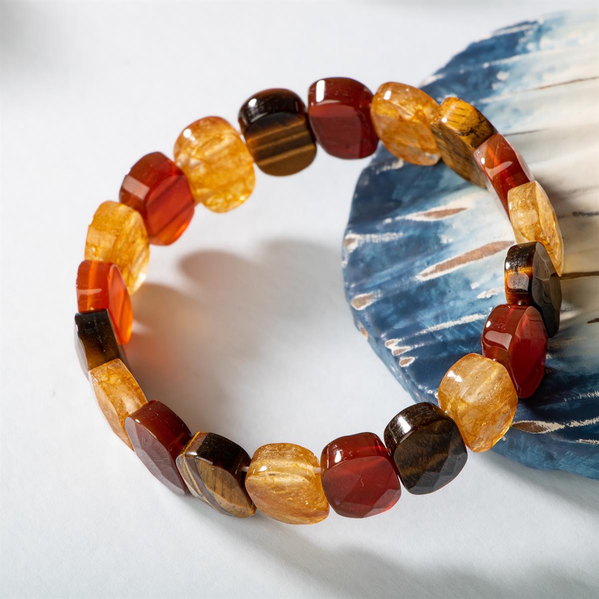 SERTİFİKALI Sakral Çakra Doğal Taş Geniş Kesim Bileklik