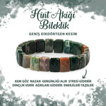 SERTİFİKALI Hint Akiği Doğal Taş Kare Kesim Geniş Kesim Bileklik