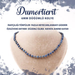 SERTİFİKALI Dumortierit 6 mm Düğümlü Doğal Taş Kolye
