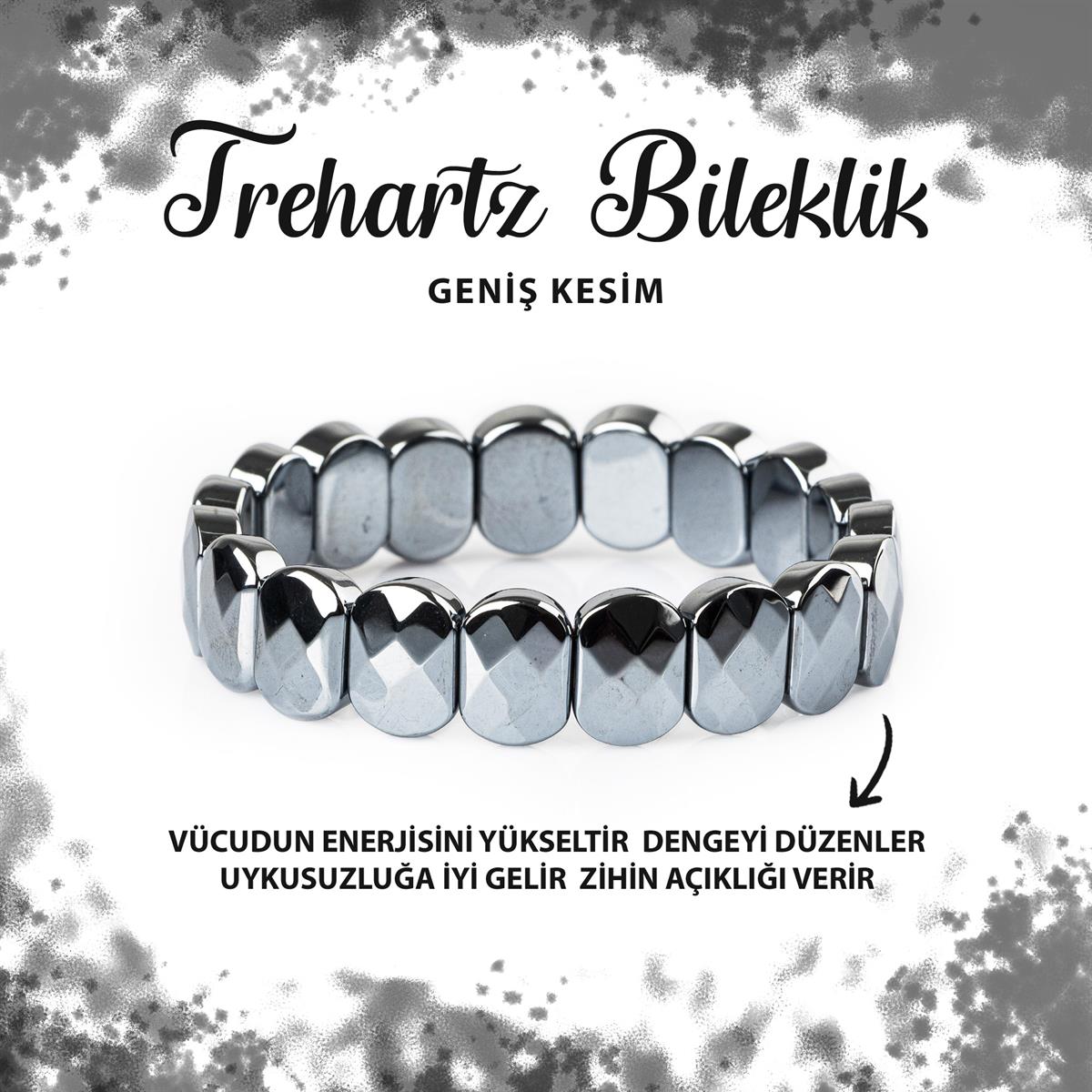 SERTİFİKALI Trehartz Doğal Taş Geniş Kesim Bileklik