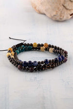 Sertifikalı Yay Burcu Doğal Taş Kolye (Sarı Opal-Ametist-Lazuli-Apatit-Kalsit-Dumorerit-Hematit)