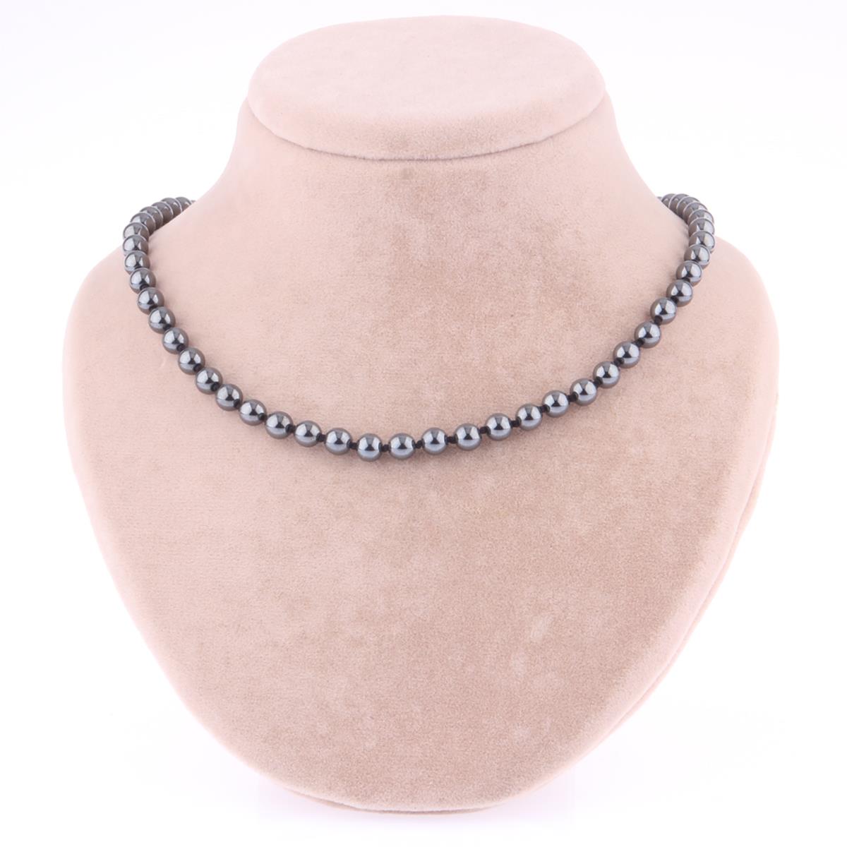 SERTİFİKALI Hematit  Orjinal ( Taşlar) Doğaltaş Düğümlü Kolye 6 mm - M163