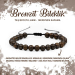 SERTİFİKALI Bronzit 6mm Merdiven Kapama Doğal Taş Bileklik