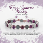 SERTİFİKALI Kaygı Giderme Doğal Taş Bileklik Ametist Hematit 6mm B0014