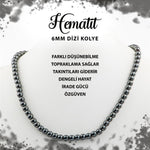 SERTİFİKALI Hematit 6 mm Dizi Doğal Taş Kolye